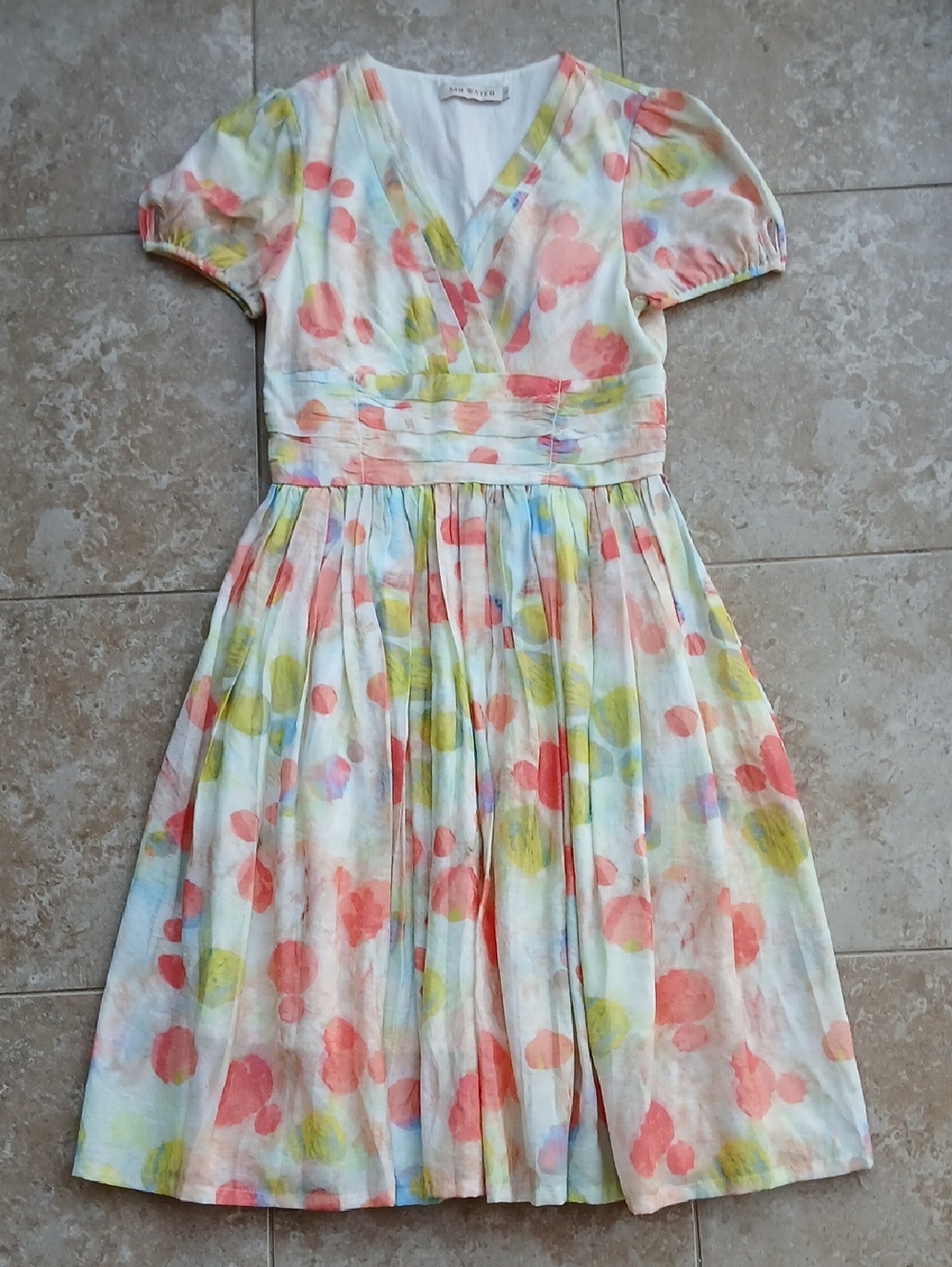 Pastel Watercolor Knee Length Pleated Dress